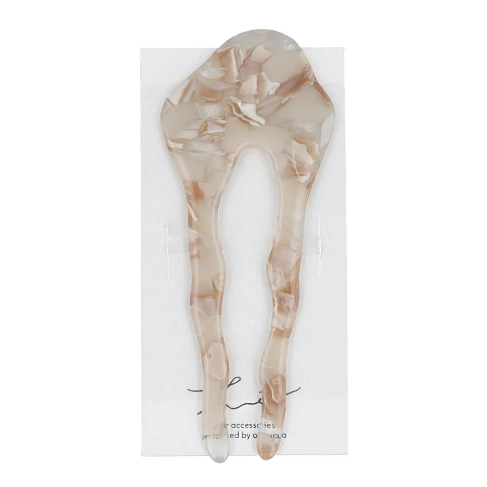 Acetate Marble U Shaped Kanzashi Comb