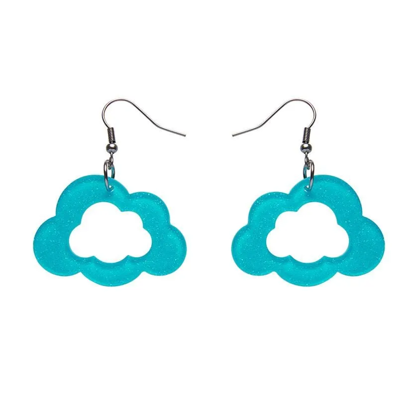 Cloud Glitter Resin Drop Earrings - Blue