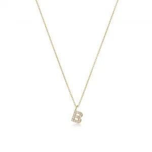 Diamond Jewellery 18ct Gold Diamond Initial Necklace with Personalized Letter Pendant NDQ154/B