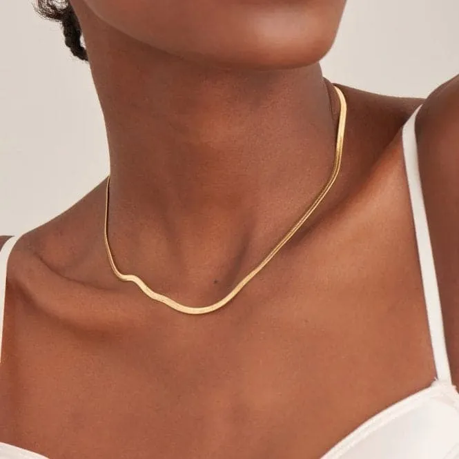 Gold Flat Snake Chain Necklace N046-01G