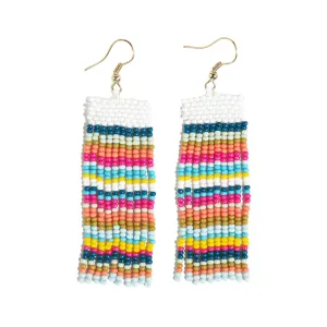 Ink   Alloy IA Adaline horizontal stripes beaded fringe earrings SBER3400
