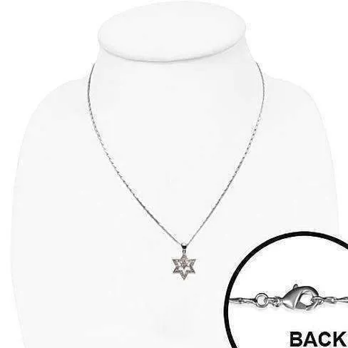 Sparkly Double Star of David Necklace 316